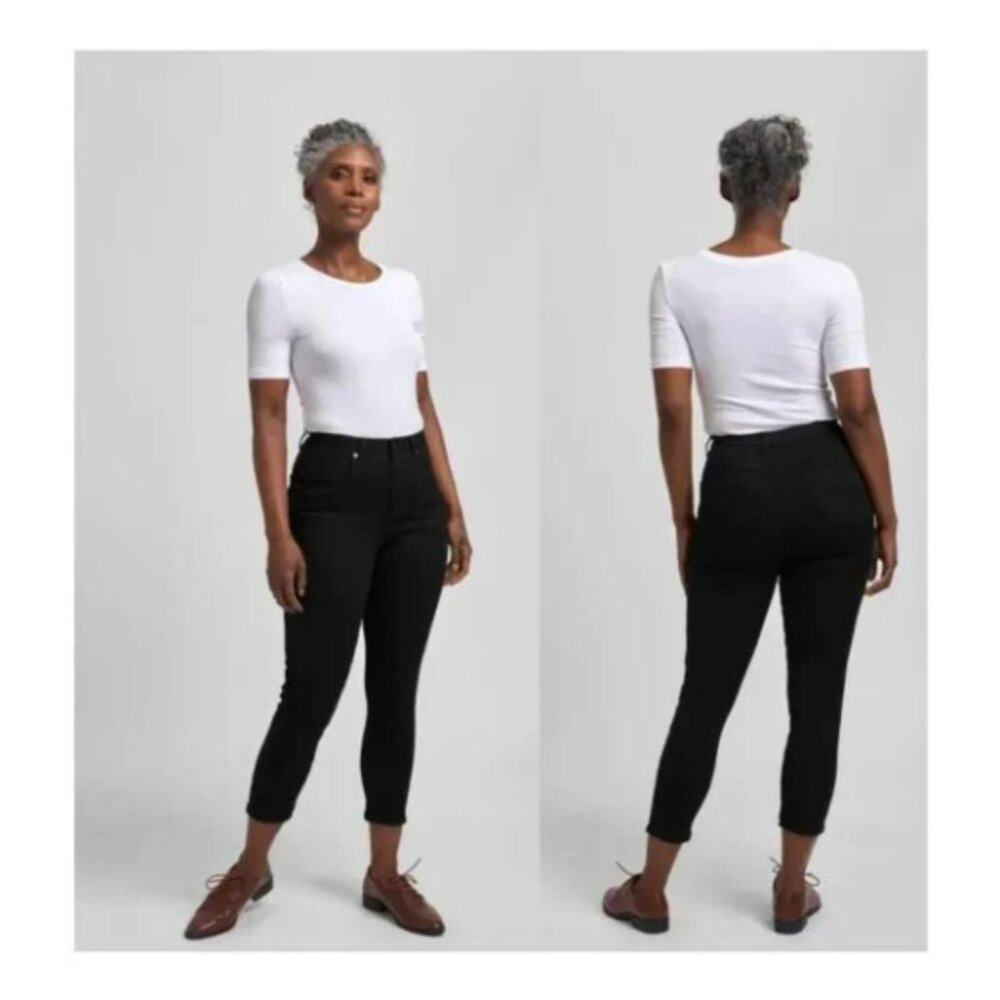 Universal Standard Seine Mid Rise Skinny Jeans 32 Inch Black 10 Long